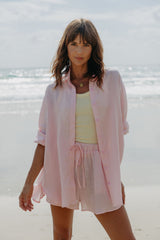Ada Relaxed-Fit Linen Shirt - Pink - The Self Styler