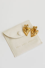 Valentine Heart Drop Earrings - Gold - The Self Styler
