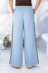 Landon Wide-Leg Stripe Pants - Skye Blue - The Self Styler