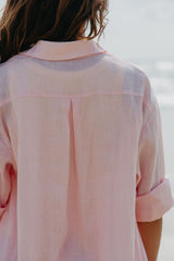 Ada Relaxed-Fit Linen Shirt - Pink - The Self Styler