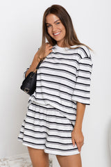 Winnie Stripe Shorts - White and Black - The Self Styler
