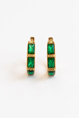 Eden Emerald Hoop Earrings - Gold and Green - The Self Styler