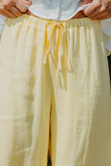 Willow Straight-Leg Linen Pants - Lemon - The Self Styler