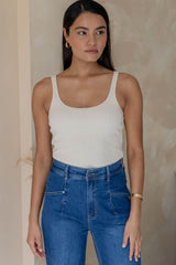 Harley Ribbed Tank Top - Beige - The Self Styler
