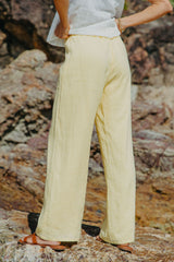 Willow Straight-Leg Linen Pants - Lemon - The Self Styler