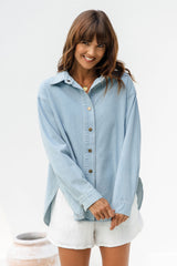 Ella Relaxed-Fit Denim Chambray Shirt - Light Wash - The Self Styler