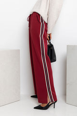Jagger Wide-Leg Stripe Pant - Burgundy - The Self Styler