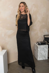 Florence Crochet Maxi Skirt - Black - The Self Styler