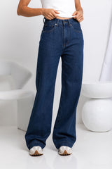 Micah High-Rise Wide-Leg Denim Jeans - Dark Wash - The Self Styler - The Self Styler