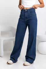 Micah High-Rise Wide-Leg Denim Jeans - Dark Wash - The Self Styler - The Self Styler