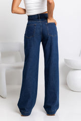 Micah High-Rise Wide-Leg Denim Jeans - Dark Wash - The Self Styler - The Self Styler