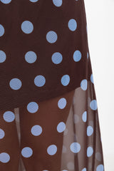 Evie Polka Dot Maxi Skirt - Choc and Blue - The Self Styler