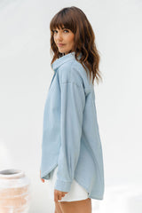 Ella Relaxed-Fit Denim Chambray Shirt - Light Wash - The Self Styler