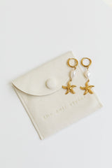 Starla Starfish Charm Earrings - Gold and Pearl - The Self Styler