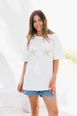 Malibu Embroidered Starfish Tee - Blue - The Self Styler