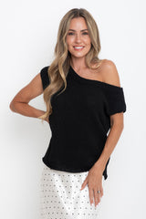 Avalon Off-The-Shoulder Top - Black - The Self Styler