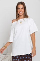 Arden Off-The-Shoulder Tee - White - The Self Styler