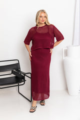 Florence Crochet Midi Skirt - Wine - The Self Styler