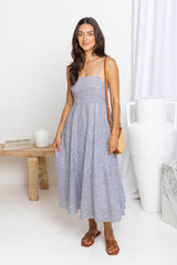 Simone Midi Dress - Charcoal Stripe - The Self Styler