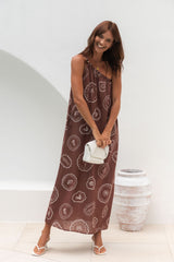 Kailani Maxi Dress - Hayman Print - Choc - The Self Styler