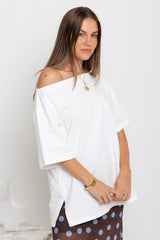 Arden Off-The-Shoulder Tee - White - The Self Styler