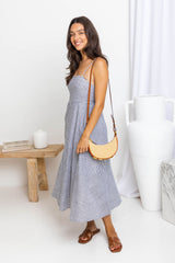 Simone Midi Dress - Charcoal Stripe - The Self Styler