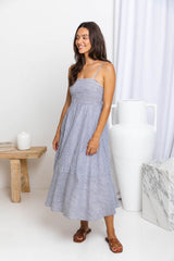 Simone Midi Dress - Charcoal Stripe - The Self Styler