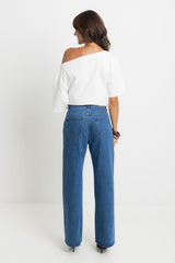 Dakota Straight-Leg Denim Jeans - Mid Blue Wash - The Self Styler Exclusive - The Self Styler