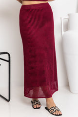 Florence Crochet Midi Skirt - Wine - The Self Styler