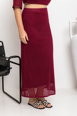 Florence Crochet Midi Skirt - Wine - The Self Styler