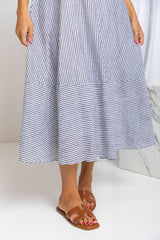 Simone Midi Dress - Charcoal Stripe - The Self Styler