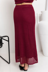 Florence Crochet Midi Skirt - Wine - The Self Styler