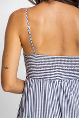 Simone Midi Dress - Charcoal Stripe - The Self Styler