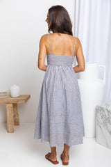 Simone Midi Dress - Charcoal Stripe - The Self Styler
