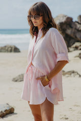 Charlie Linen Shorts - Pink - The Self Styler