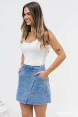 Sienna Denim Mini Skirt - Light Wash Blue - The Self Styler