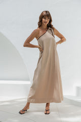 Lucinda One-Shoulder Maxi Dress -Chocolate - The Self Styler