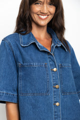 Tallon Denim Shirt - Mid Blue Wash - The Self Styler Exclusive - The Self Styler