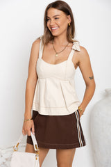 Millie Mini Denim Stripe Skirt - Chocolate Wash - The Self Styler