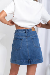 Heidi Denim Mini Skirt - Dark Blue Wash - The Self Styler - The Self Styler