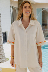 Pia Linen Shirt - Sand - The Self Styler