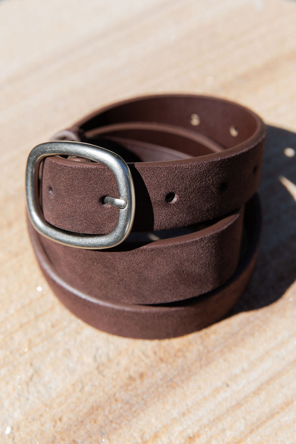 Laura Genuine Suede Belt - Espresso