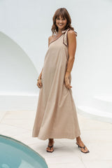 Lucinda One-Shoulder Maxi Dress -Chocolate - The Self Styler