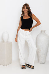 Willow Straight-Leg Linen Pants - White - The Self Styler