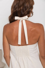 Billie Pleated Halter Maxi Dress - Cream - The Self Styler