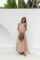 Lucinda One-Shoulder Maxi Dress -Chocolate - The Self Styler