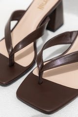 Stoked Block Heel Thongs - Chocolate Brown - The Self Styler