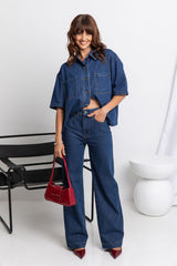 Micah High-Rise Wide-Leg Denim Jeans - Dark Wash - The Self Styler - The Self Styler