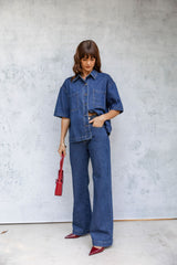 Micah High-Rise Wide-Leg Denim Jeans - Dark Wash - The Self Styler - The Self Styler