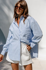 Abbie Relaxed-Fit Shirt - Blue and Brown Stripe - The Self Styler